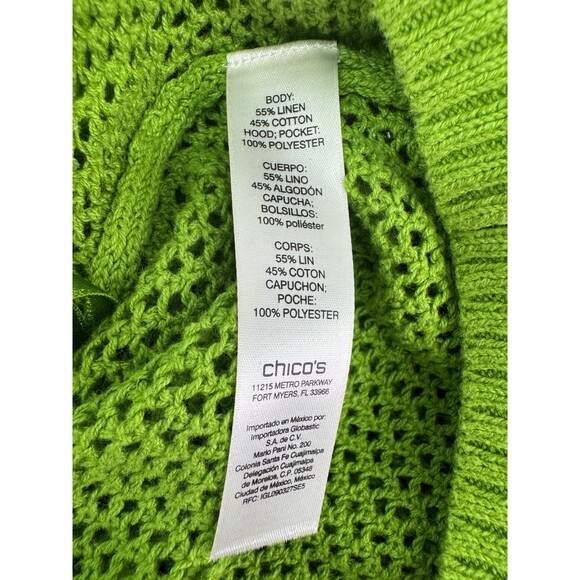 Zenergy by Chico's Crochet Knit Hooded Sweater Women's 0 Size Small Green - Picture 6 of 7